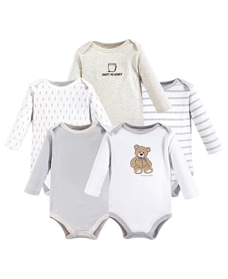 Hudson Baby Boys Unisex Soft Cotton Long-Sleeve Bodysuit 5Pk