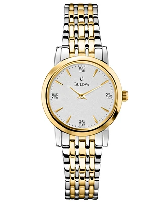 Bulova Women's Diamond Accent Two-Tone Stainless Steel Bracelet Watch 30mm 98P115