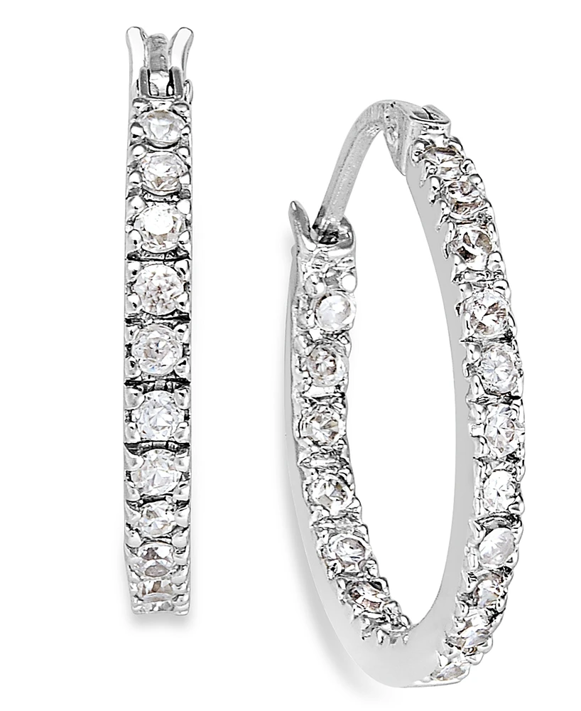 Giani Bernini Small Sterling Silver Earrings, Cubic Zirconia Hoop 0.6", (3/4 ct. t.w.)