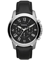 Fossil Men's Chronograph Grant Black Leather Strap Watch 44mm FS4812