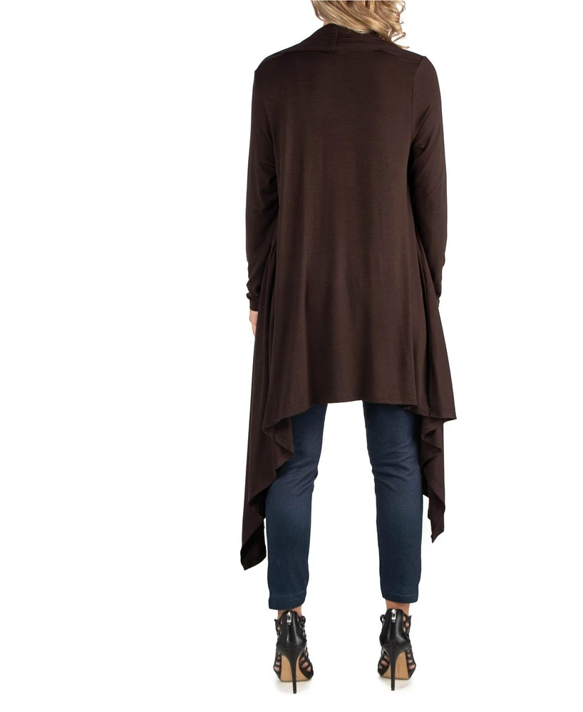 24Seven Comfort Apparel Long Sleeve Knee Length Open Maternity Cardigan