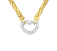 Cubic Zirconia Heart 18" Pendant Necklace in Sterling Silver & 18k Gold-Plate