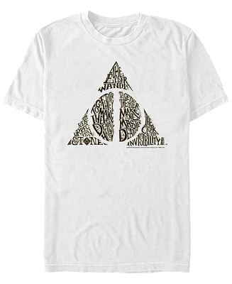 Fifth Sun Harry Potter Men's Deathly Hallows Text Symbol Short Sleeve T-Shirt