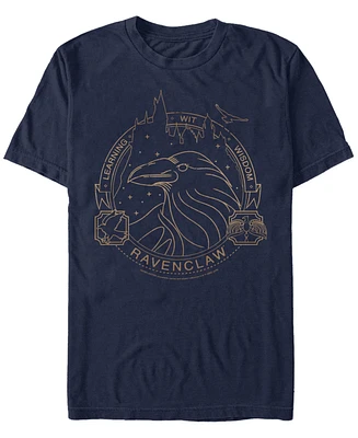 Fifth Sun Harry Potter Men's Ravenclaw Learning Wit Wisdom Line Art Short Sleeve T-Shirt