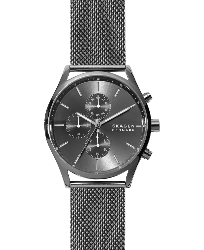 Skagen Men's Chronograph Holst Gunmetal Stainless Steel Mesh Bracelet Watch 42mm