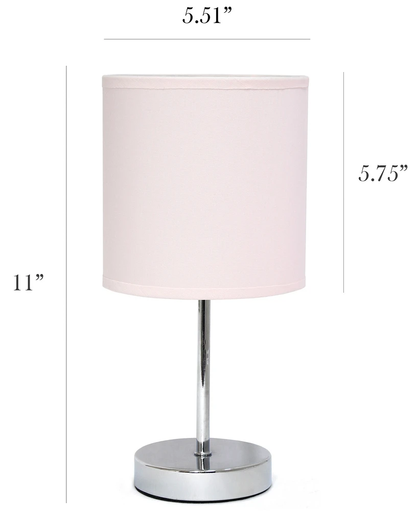 Simple Designs Chrome Mini Basic Table Lamp with Fabric Shade