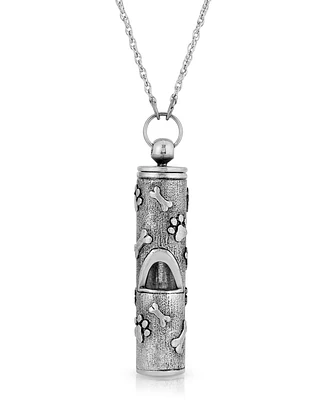 2028 Pewter Dog Bone Paw Prints Whistle Necklace