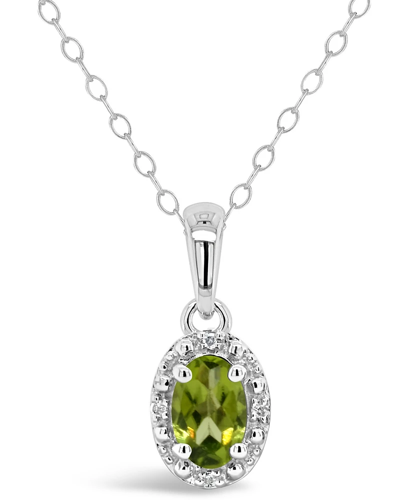 Gemstone and Diamond Accent Pendant Necklace Sterling Silver
