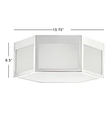 Moderno 15.75" Hexagon, Frosted Glass Led Flush Mount