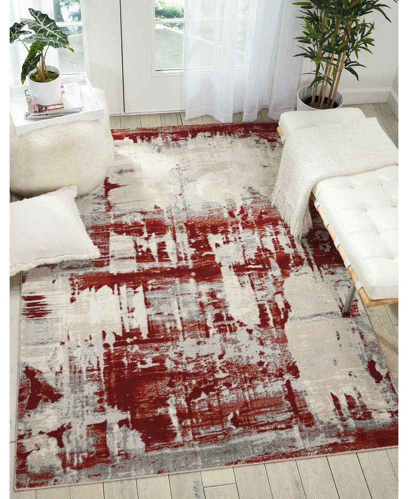 Long Street Looms Samuel SAM14 Ivory, Red 3'10" x 5'10" Area Rug