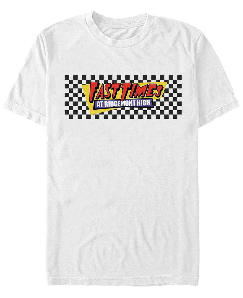 Fifth Sun Fast Times At Ridgemont High Men's Black Checkers Logo Short Sleeve T-Shirt