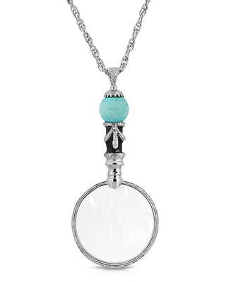 2028 Silver Tone Semi-Precious Turquoise Magnifier 30" Pendant