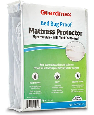 Guardmax Waterproof Zippered Mattress Encasement - Full Size (11-13 Deep) - White