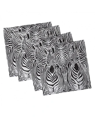 Ambesonne Zebra Print Set of 4 Napkins, 12" x 12"