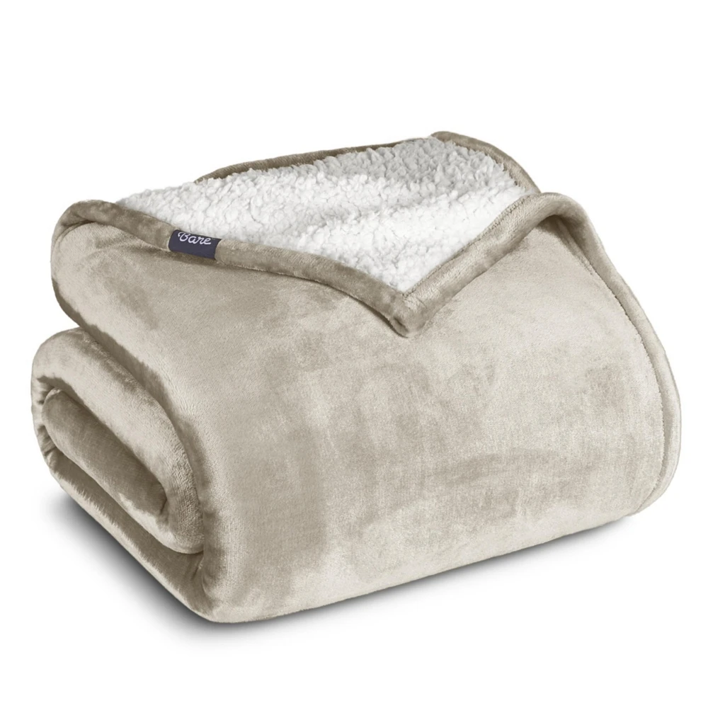 Bare Home Fleece Sherpa Throw Blanket