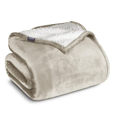 Bare Home Fleece Sherpa Throw Blanket