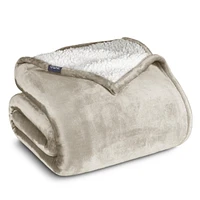 Bare Home Fleece Sherpa Throw Blanket