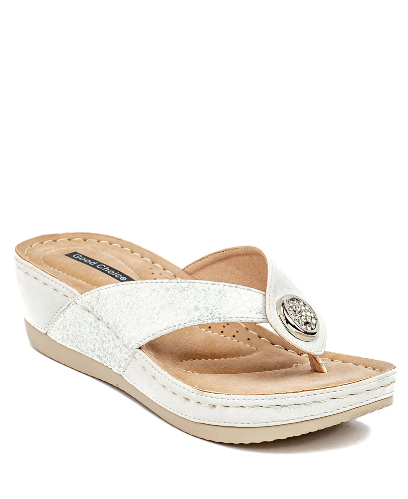 Gc Shoes Women's Dafni Thong Comfort Wedge Sandals