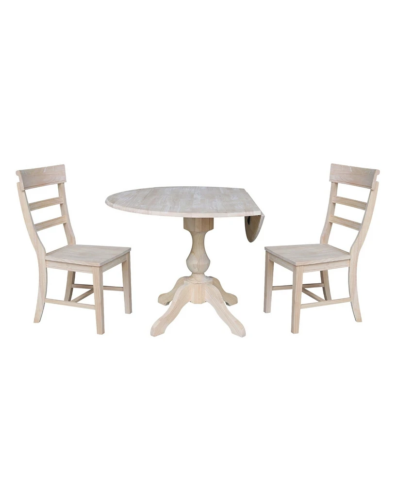 International Concepts 42" Round Top Pedestal Table with 2 Chairs