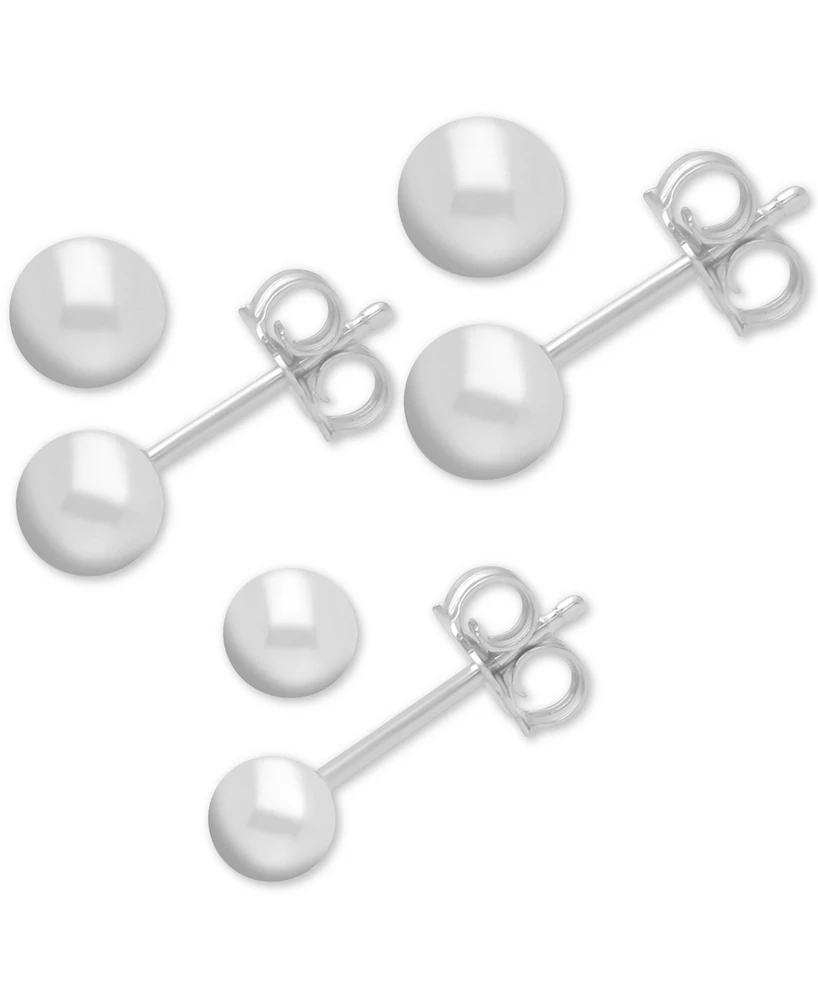 And Now This 3-Pc. Set Silver Plated Ball Stud Earrings