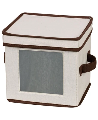 China Plate Storage Box, Salad Plate Storage, Windowed Panel, Stackable and Foldable Frame, Handles and Fully Removable Lid