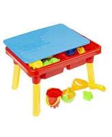 Hey Play Water Or Sand Sensory Table With Lid And Toys - Portable Covered Activity Playset For The Beach, Backyard Or Classroom
