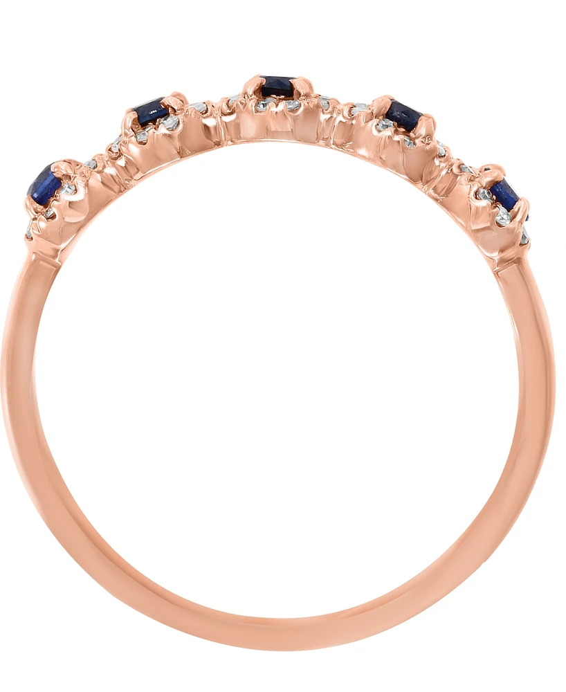Lali Jewels Sapphire (1/3 ct. t.w.) & Diamond (1/6 Cluster Band 14k Rose Gold or White