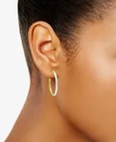Giani Bernini Medium Two-Tone Textured Hoop Earrings in Sterling Silver & 18k Gold-Plate, 1-1/2", Created for Macy's