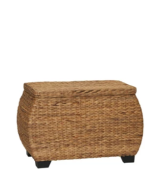 Household Essential Large Curved Wicker Storage Chest with Liner Water Hyacinth