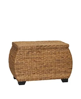 Household Essential Large Curved Wicker Storage Chest with Liner Water Hyacinth