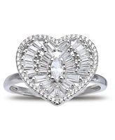 Giani Bernini Cubic Zirconia Baguette Heart Statement Ring Sterling Silver, Created for Macy's