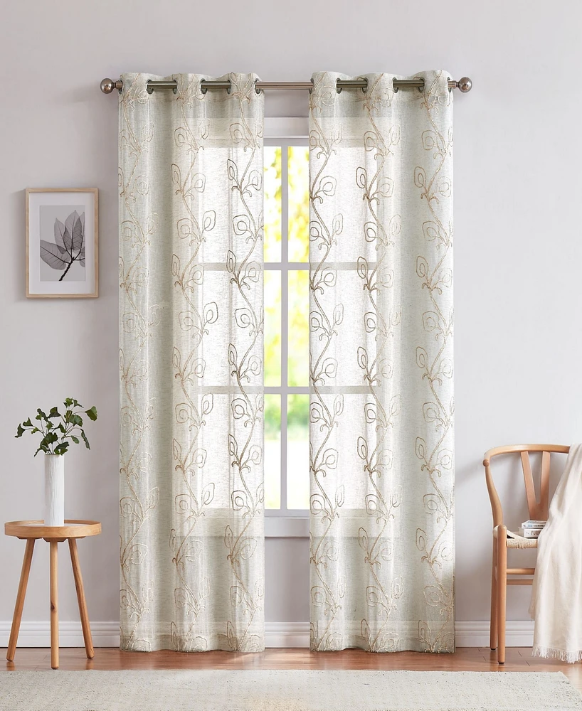 Dainty Home Stella Linen Look 76" W x 84" L Grommet Window Panel Set