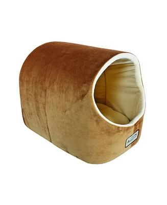 Armarkat Cat Bed Cave Shape, Brown/Ivory, C11CZS/Mh - Luxurious Velvet Covering, 100% Poly Fill Filling, Machine Washable, 6 Months Warranty