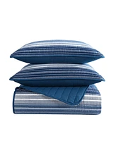 Nautica Coveside Blue Cotton Reversible 2-Piece Quilt Set, Twin