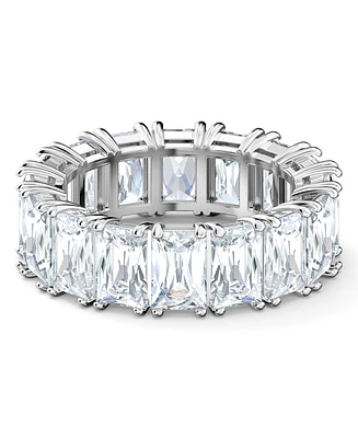Swarovski Silver-Tone Baguette-Crystal Wide Ring