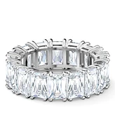 Swarovski Silver-Tone Baguette-Crystal Wide Ring