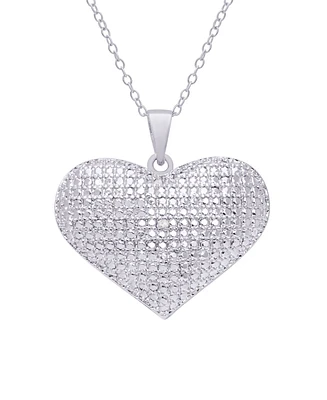 Macy's Diamond Accent Silver-plated Heart Pendant Necklace