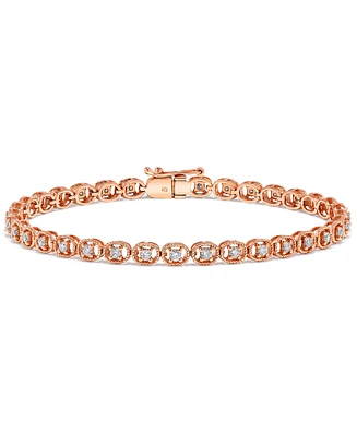Diamond Rope-Framed Tennis Bracelet (1 ct. t.w.) in 14k Rose Gold