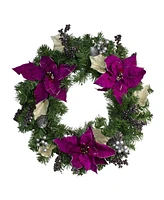 Northlight Unlit Poinsettia and Pine Cone Artificial Christmas Wreath