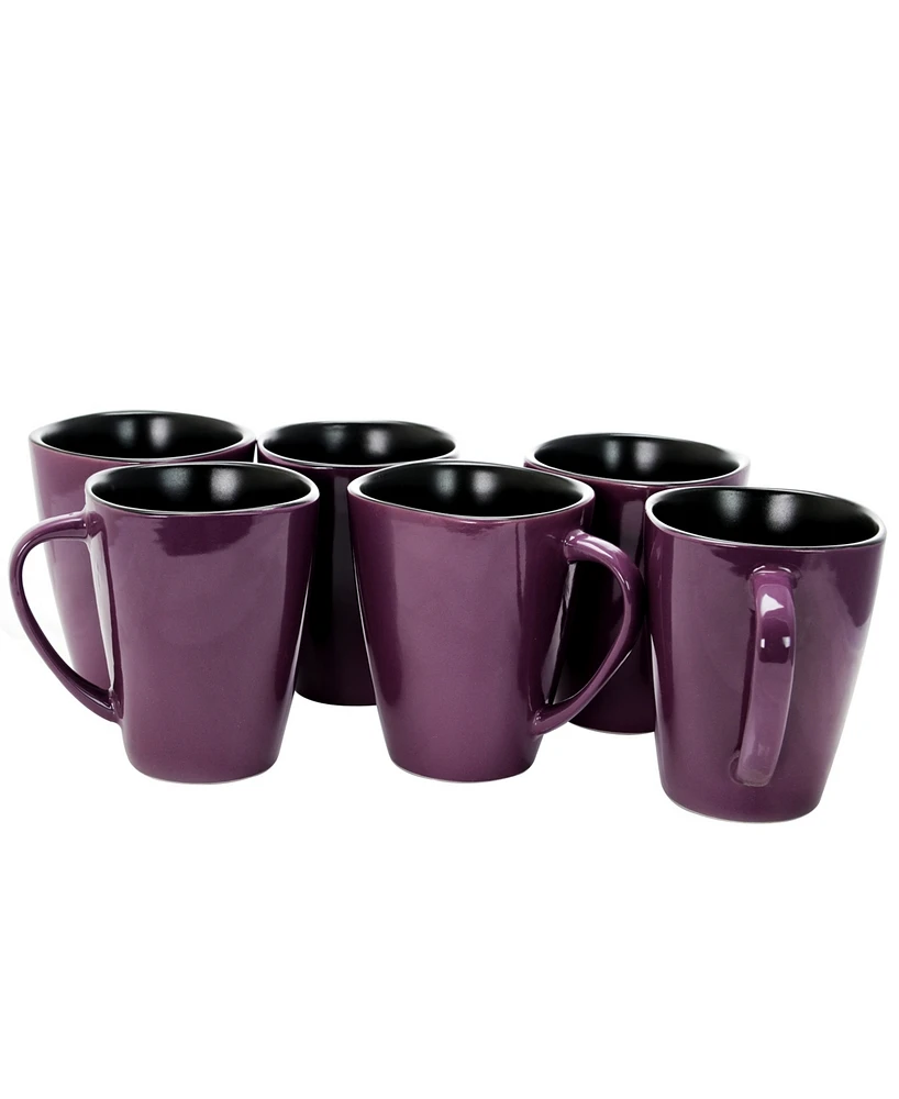 Elama Mulberry Stoneware Mugs, Set of 6