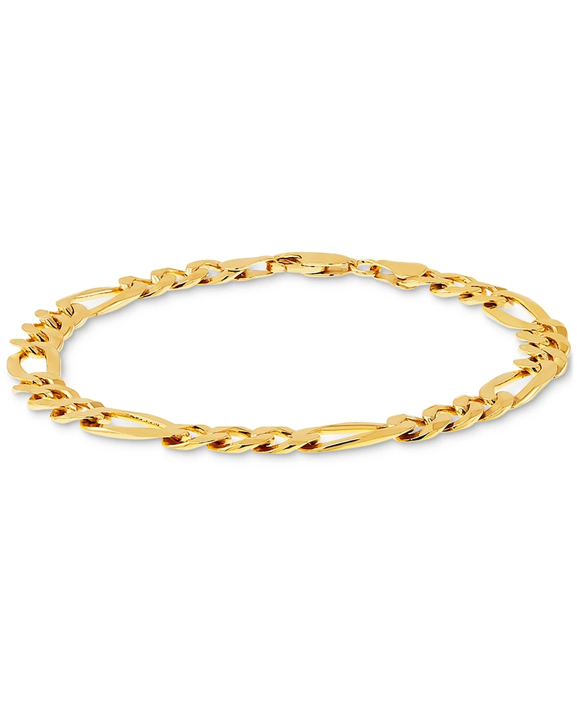Men's Figaro Link Chain Bracelet 18k Gold-Plated Sterling Silver or