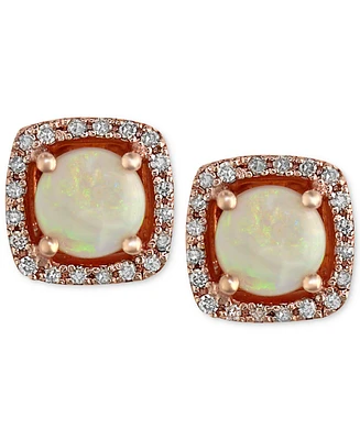 Effy Opal (3/4 ct. t.w.) and Diamond (1/8 ct. t.w.) Stud Earrings in 14k Rose Gold