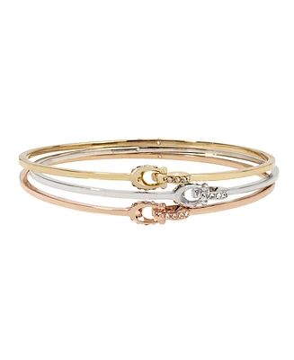 Coach Interlocking Signature C Stone Bangle Bracelet Set