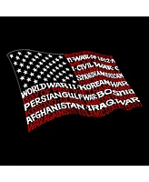 La Pop Art Men's Premium Word Art American Wars Tribute Flag T-shirt
