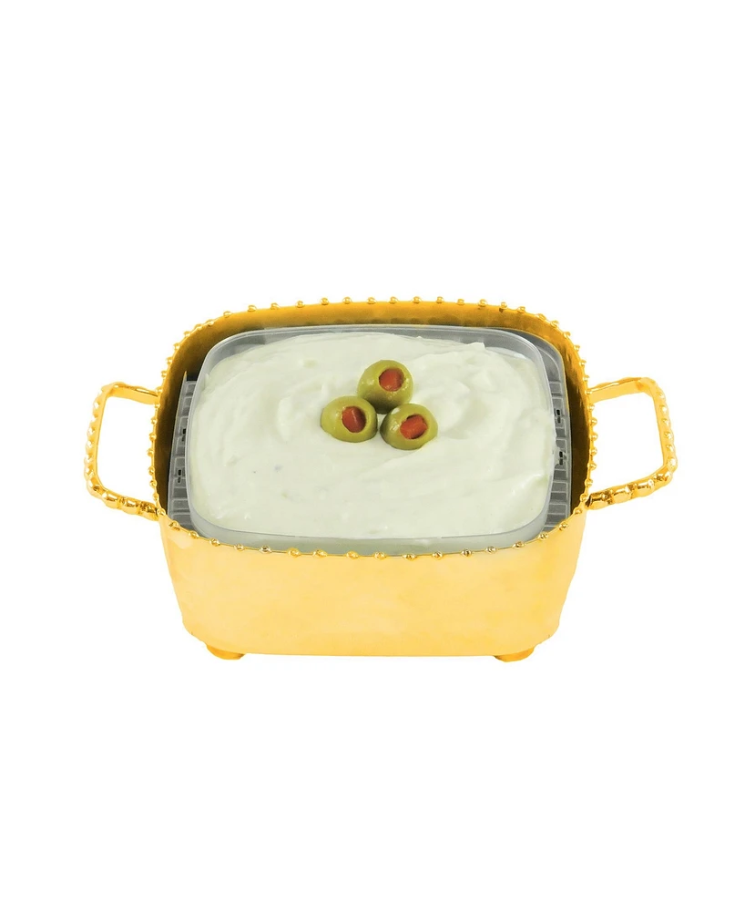 Small Square Beaded Candy, Dip Bowl and Spoon