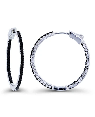 Black Spinel Hoop Earrings in Sterling Silver