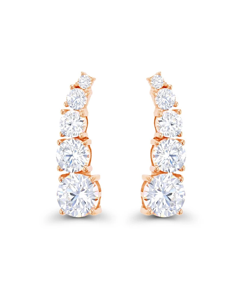 Macy's Cubic Zirconia 14k Rose Gold Graduated Curved Ear Climbers (Also Over Silver or Silver)