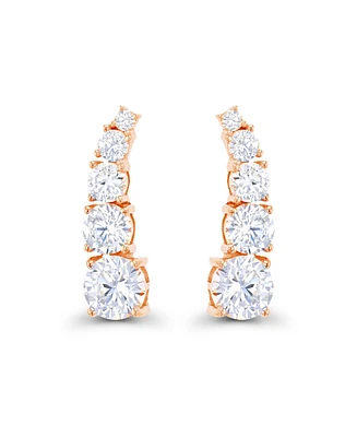 Macy's Cubic Zirconia 14k Rose Gold Graduated Curved Ear Climbers (Also Over Silver or Silver)
