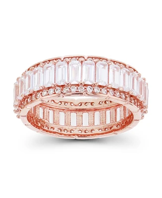 Cubic Zirconia Emerald and Baguette Cut Eternity Ring