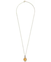 Citrine (2-1/3 ct. t.w.) & Diamond (1/5 ct. t.w.) 18" Pendant Necklace in 14k Gold